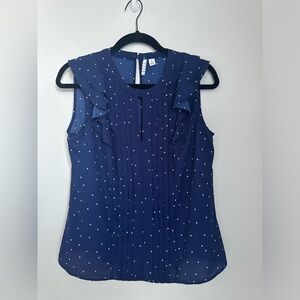 ELLE Navy White Polka Dot Blouse